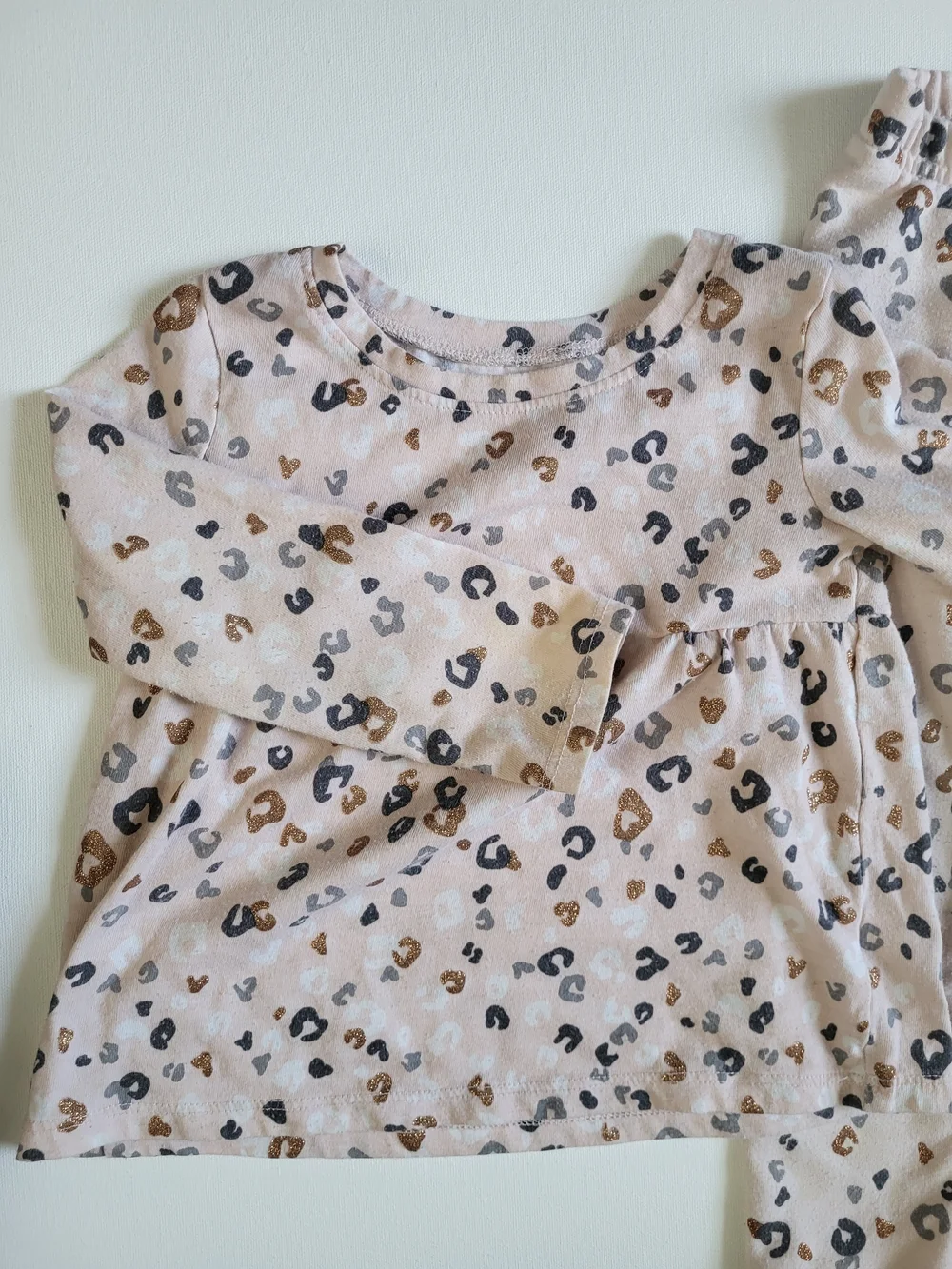 jumping beans Neutral Leopard Print Top And Cozy Legging Set with Gold Accent